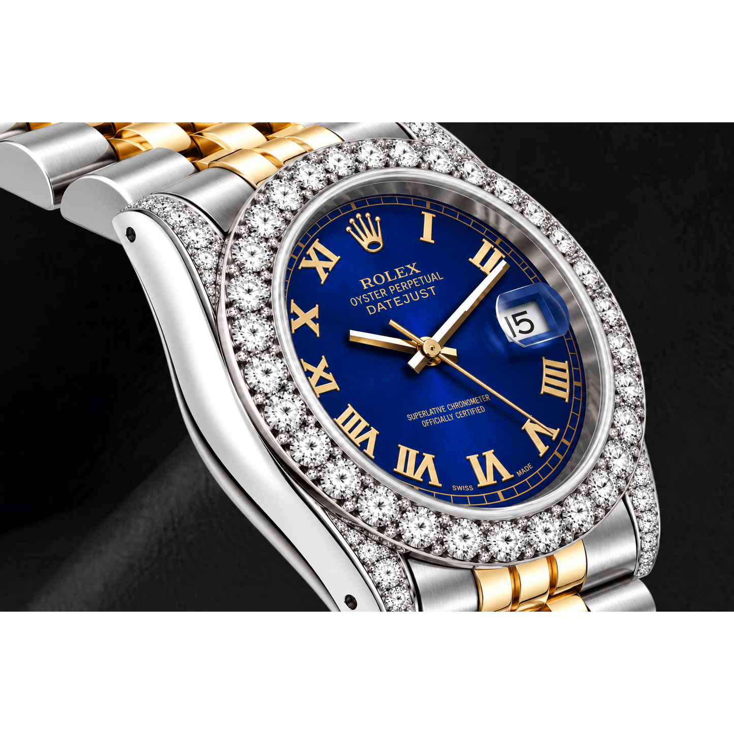 Orologio Rolex Datejust 26mm 69173 Quadrante blu con numeri romani Bicolore Bracciale Jubilee
