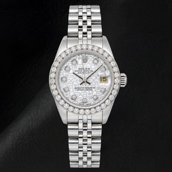 Orologio Rolex Datejust 6916 26 mm in Acciaio Inossidabile con Quadrante Jubilee Argento con Diamanti