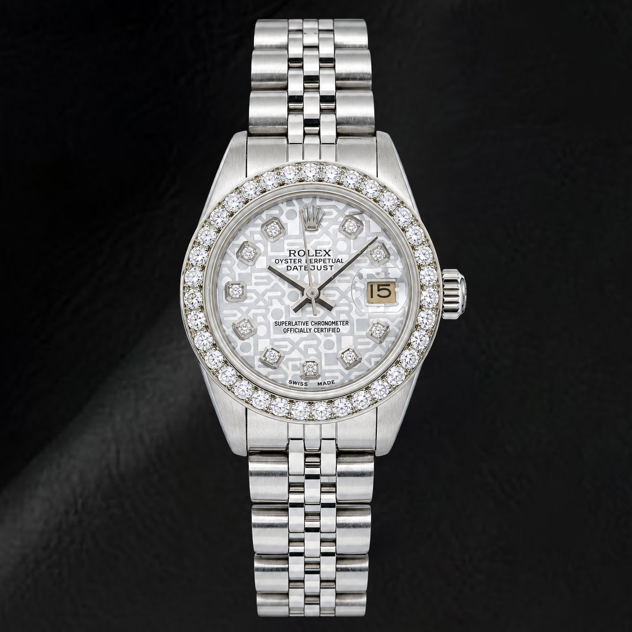 Orologio Rolex Datejust 6916 26 mm in Acciaio Inossidabile con Quadrante Jubilee Argento con Diamanti