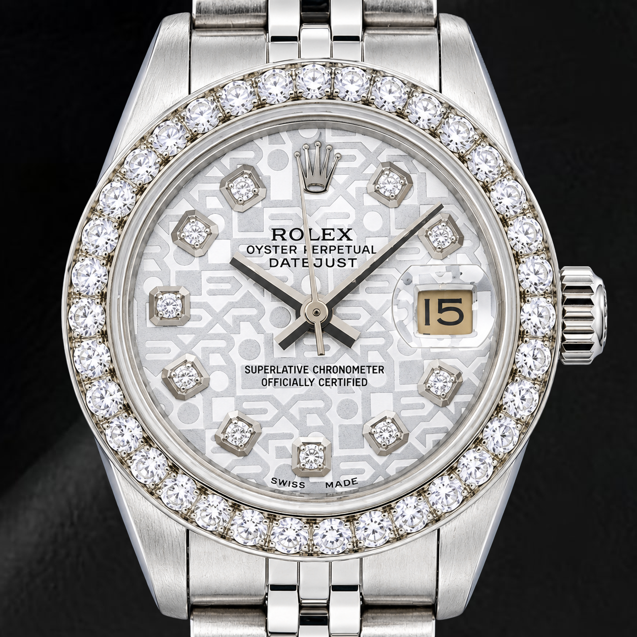Orologio Rolex Datejust 6916 26 mm in Acciaio Inossidabile con Quadrante Jubilee Argento con Diamanti
