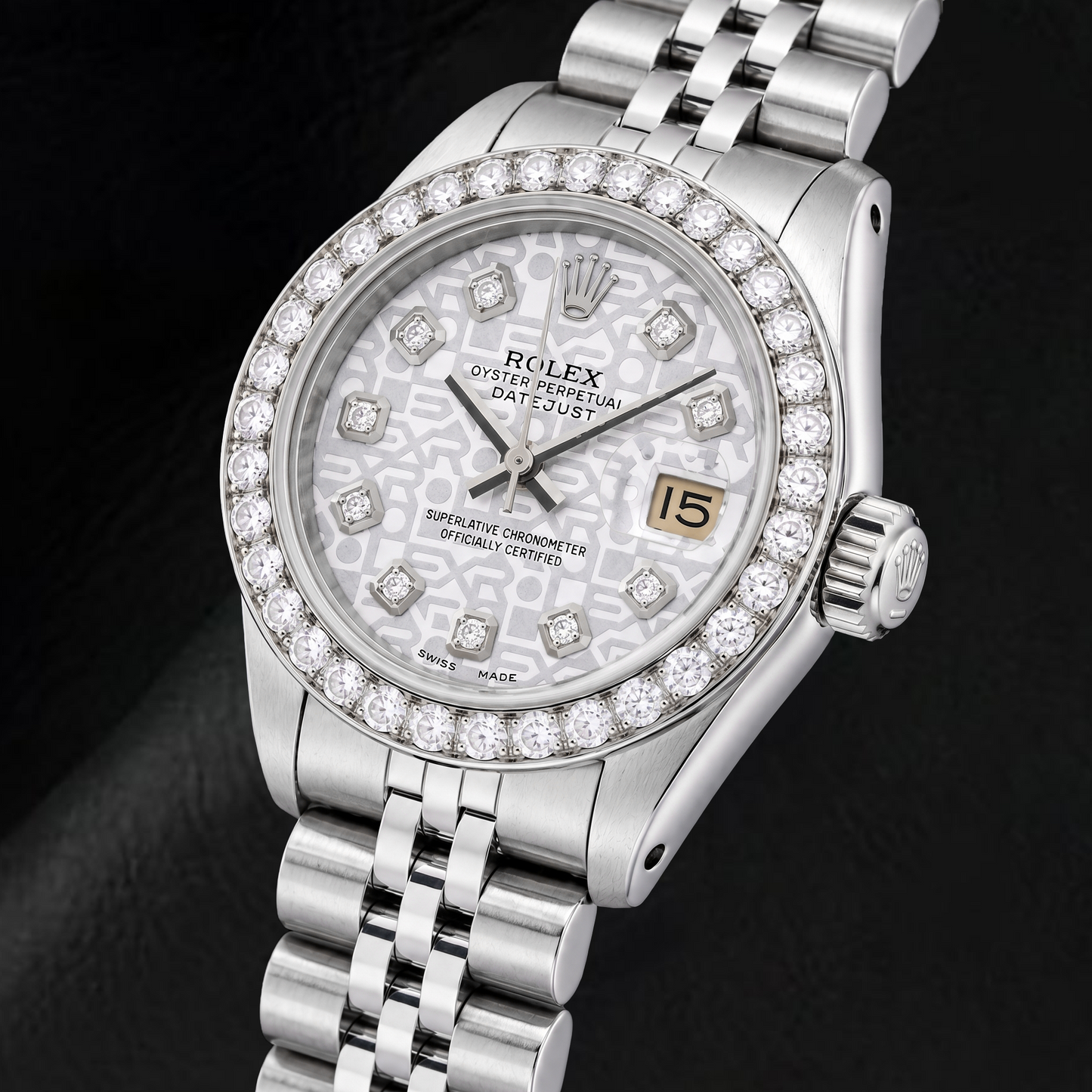 Orologio Rolex Datejust 6916 26 mm in Acciaio Inossidabile con Quadrante Jubilee Argento con Diamanti