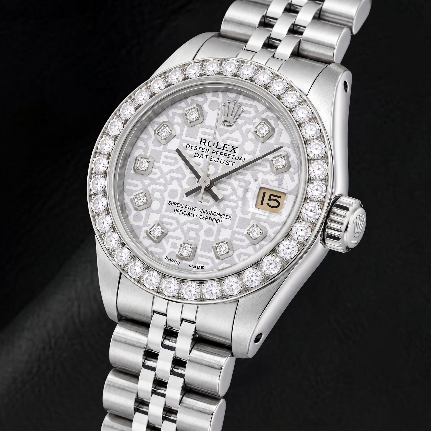 Orologio Rolex Datejust 6916 26 mm in Acciaio Inossidabile con Quadrante Jubilee Argento con Diamanti