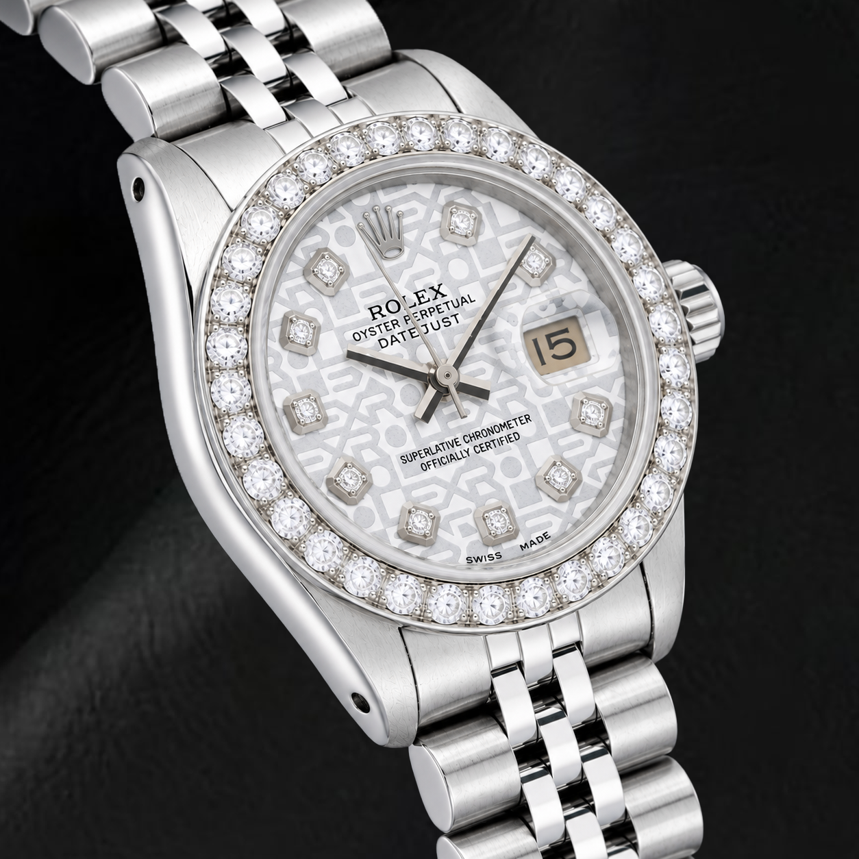 Orologio Rolex Datejust 6916 26 mm in Acciaio Inossidabile con Quadrante Jubilee Argento con Diamanti