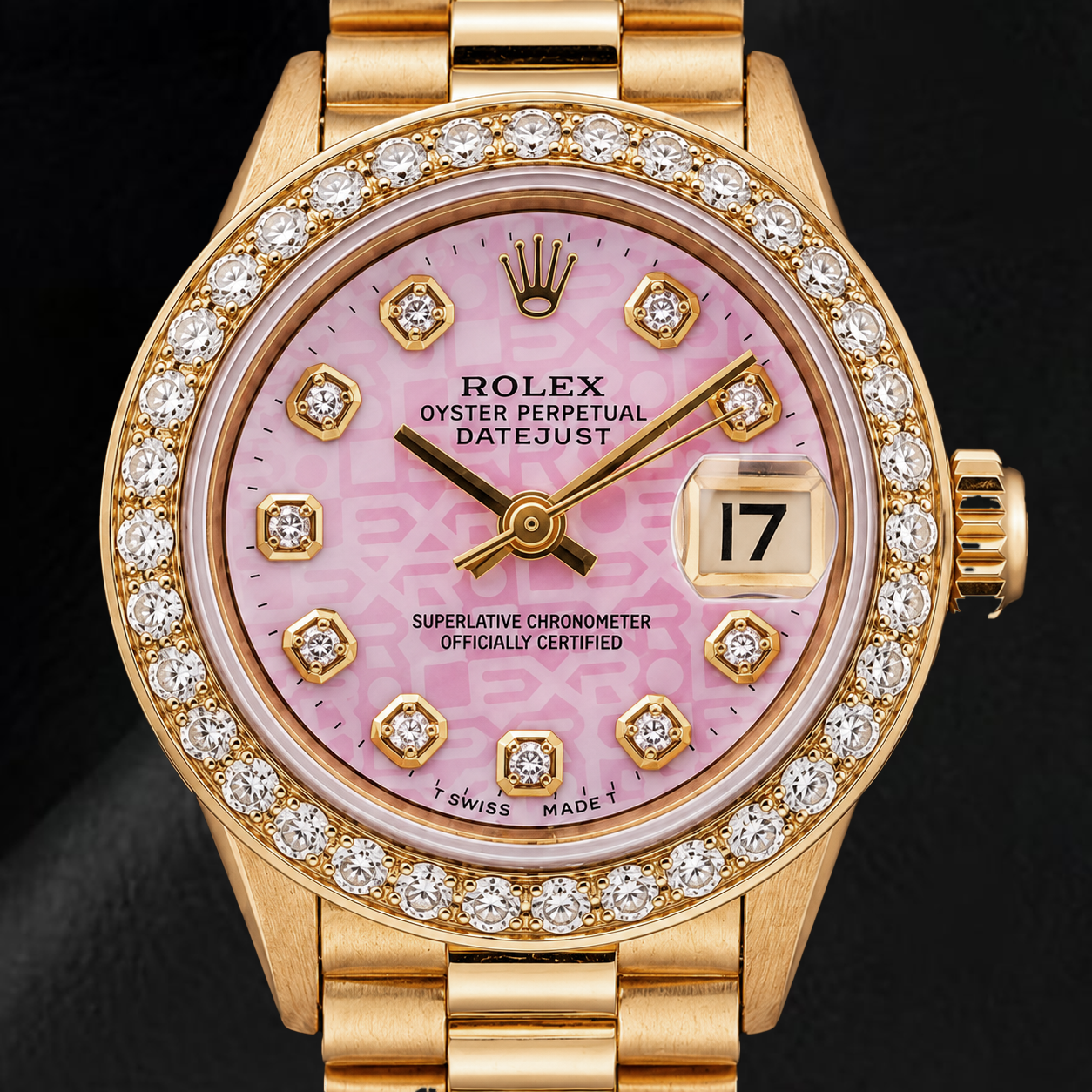 Orologio Rolex Datejust 6917 26 mm in Oro Giallo con Quadrante Jubilee Rosa con Diamanti