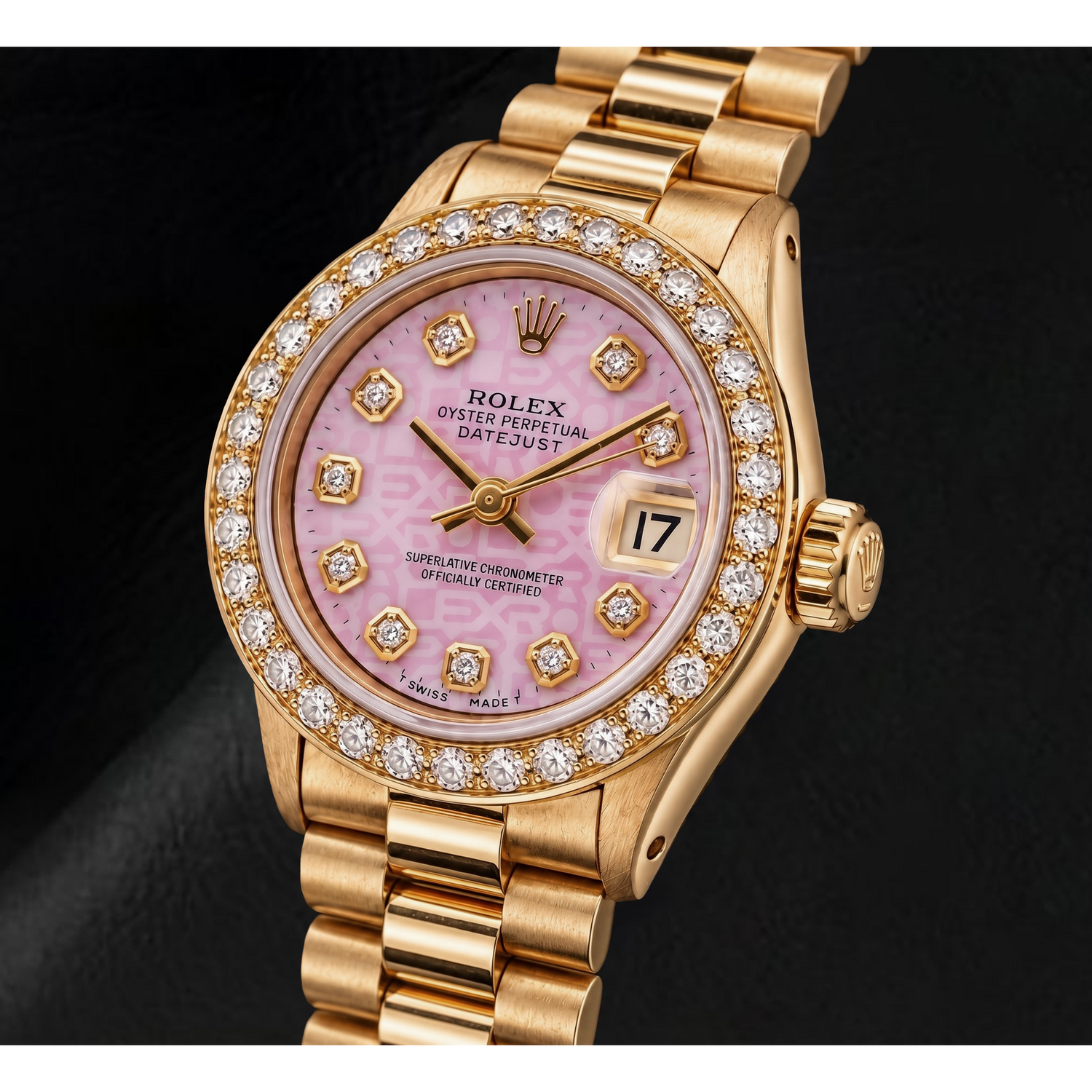 Orologio Rolex Datejust 6917 26 mm in Oro Giallo con Quadrante Jubilee Rosa con Diamanti