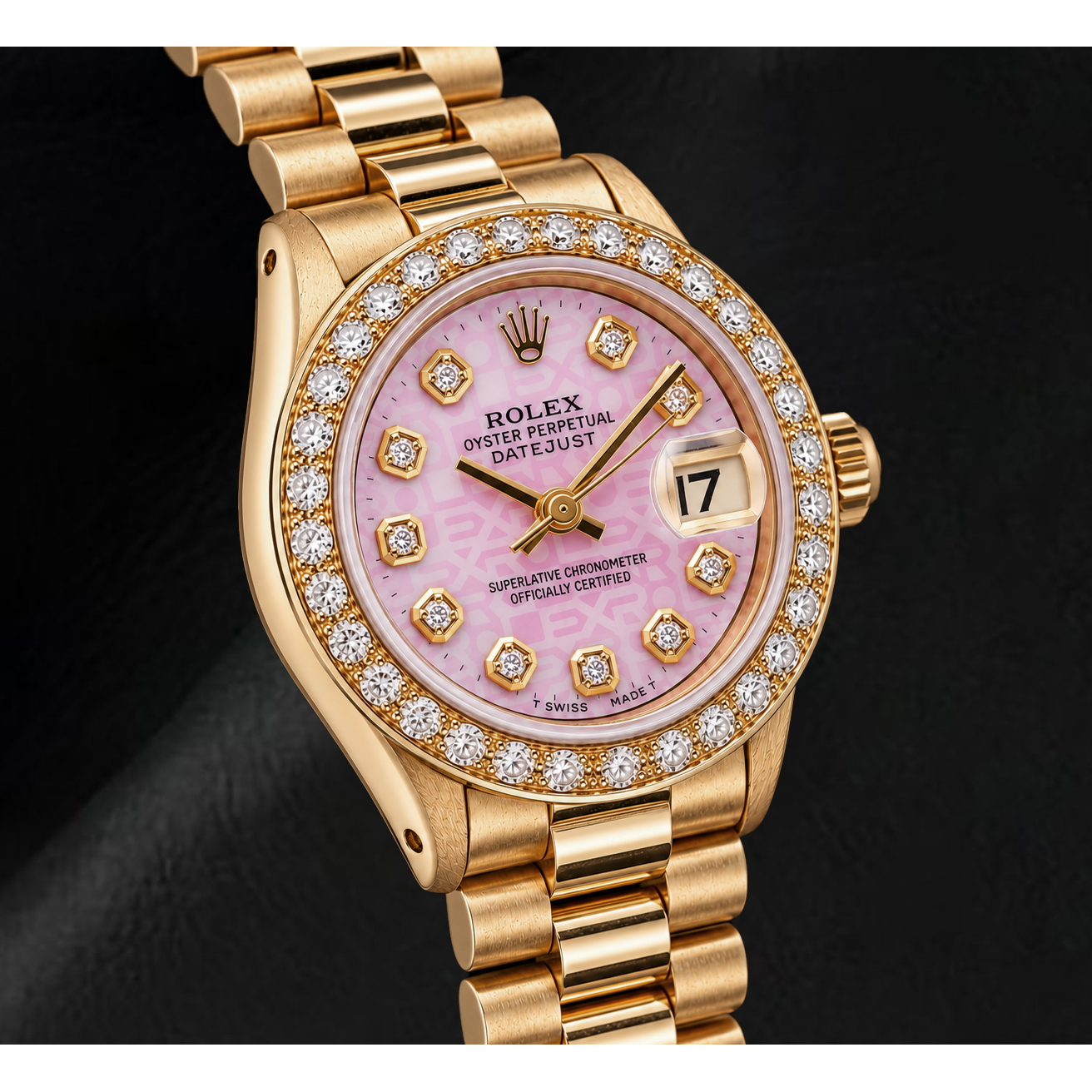 Orologio Rolex Datejust 6917 26 mm in Oro Giallo con Quadrante Jubilee Rosa con Diamanti