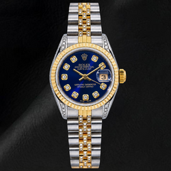 Orologio Rolex Datejust 6917 26 mm Quadrante Blu con Diamanti Bicolore Bracciale Jubilee con Diamanti Parziali