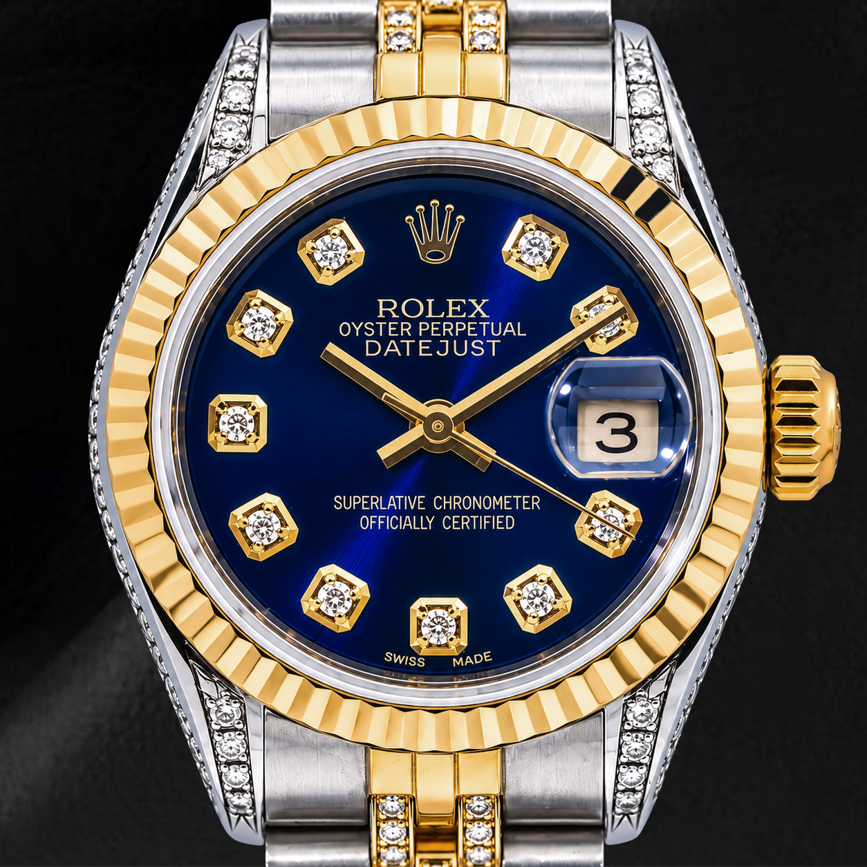 Orologio Rolex Datejust 6917 26 mm Quadrante Blu con Diamanti Bicolore Bracciale Jubilee con Diamanti Parziali