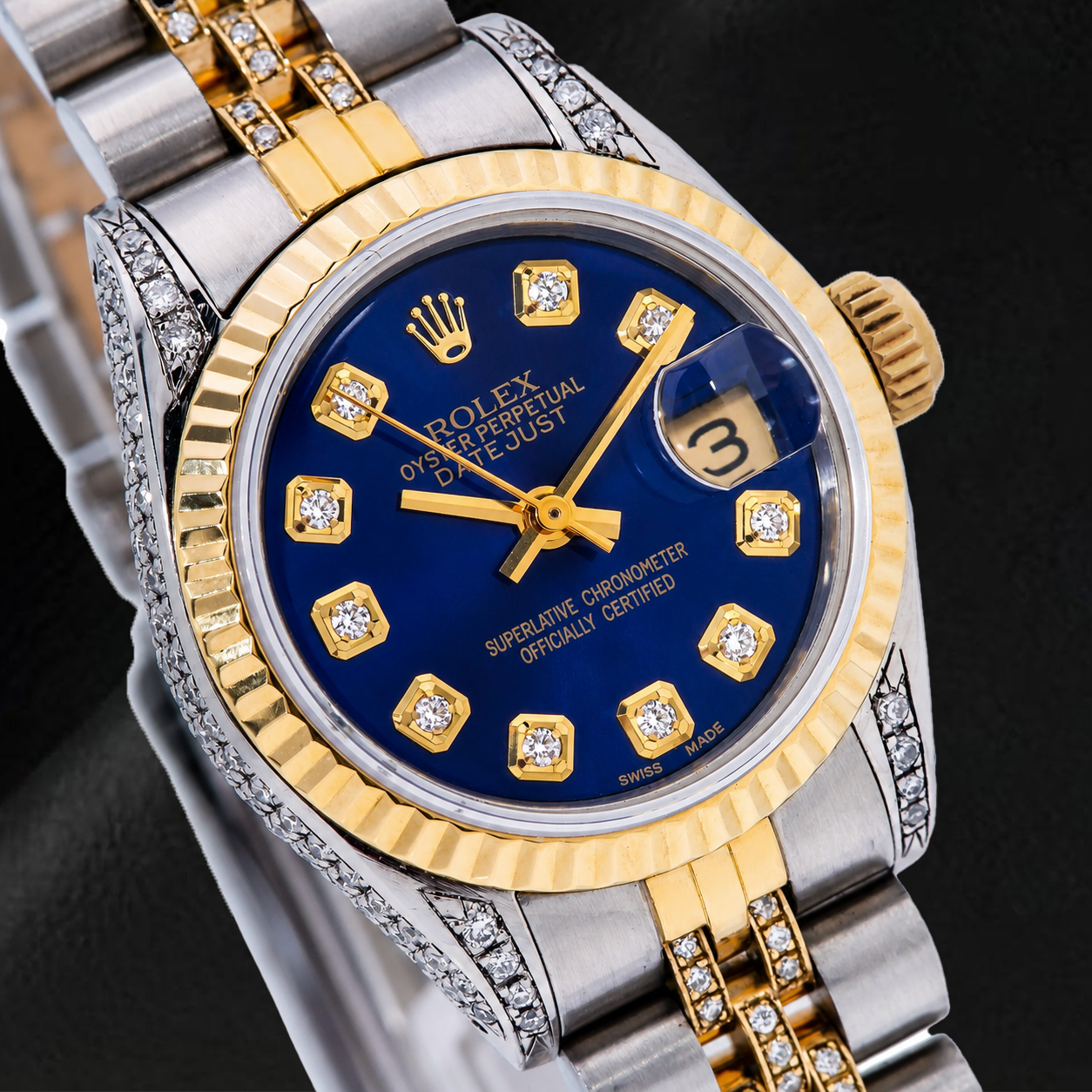 Orologio Rolex Datejust 6917 26 mm Quadrante Blu con Diamanti Bicolore Bracciale Jubilee con Diamanti Parziali