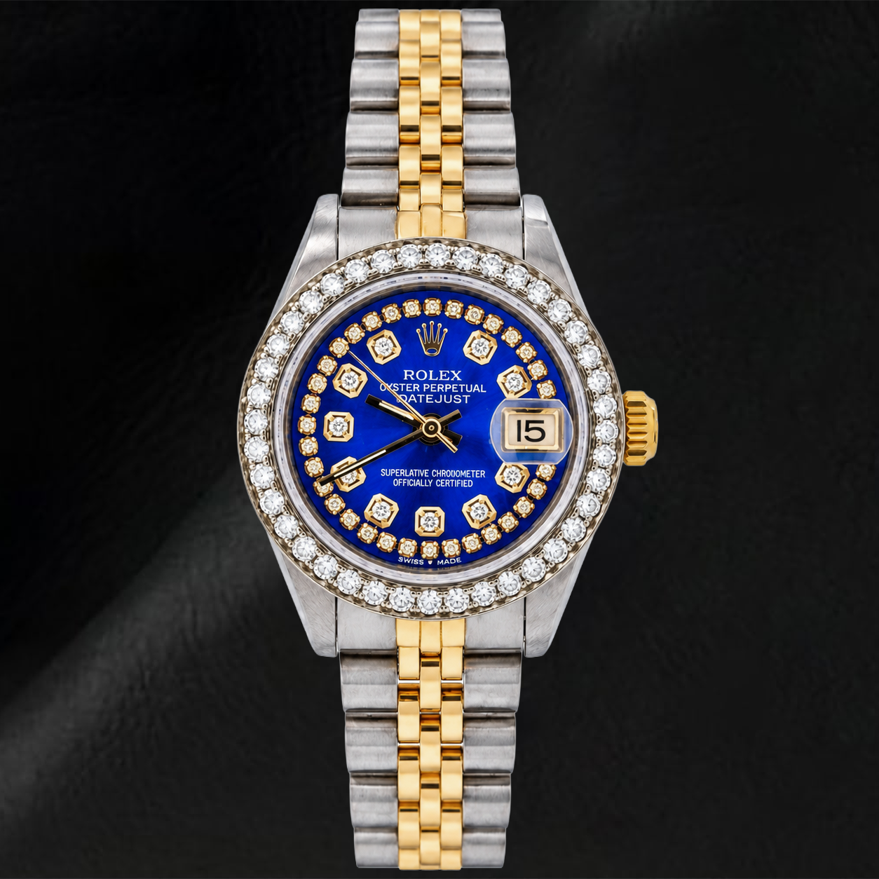 Orologio Rolex Datejust 6917 26 mm Quadrante Blu con Filo di Diamanti Bicolore Bracciale Jubilee