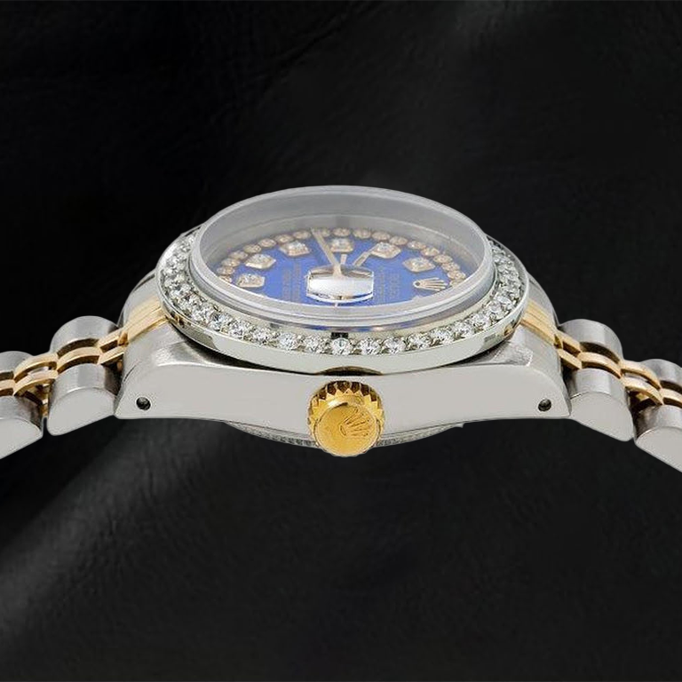 Orologio Rolex Datejust 6917 26 mm Quadrante Blu con Filo di Diamanti Bicolore Bracciale Jubilee