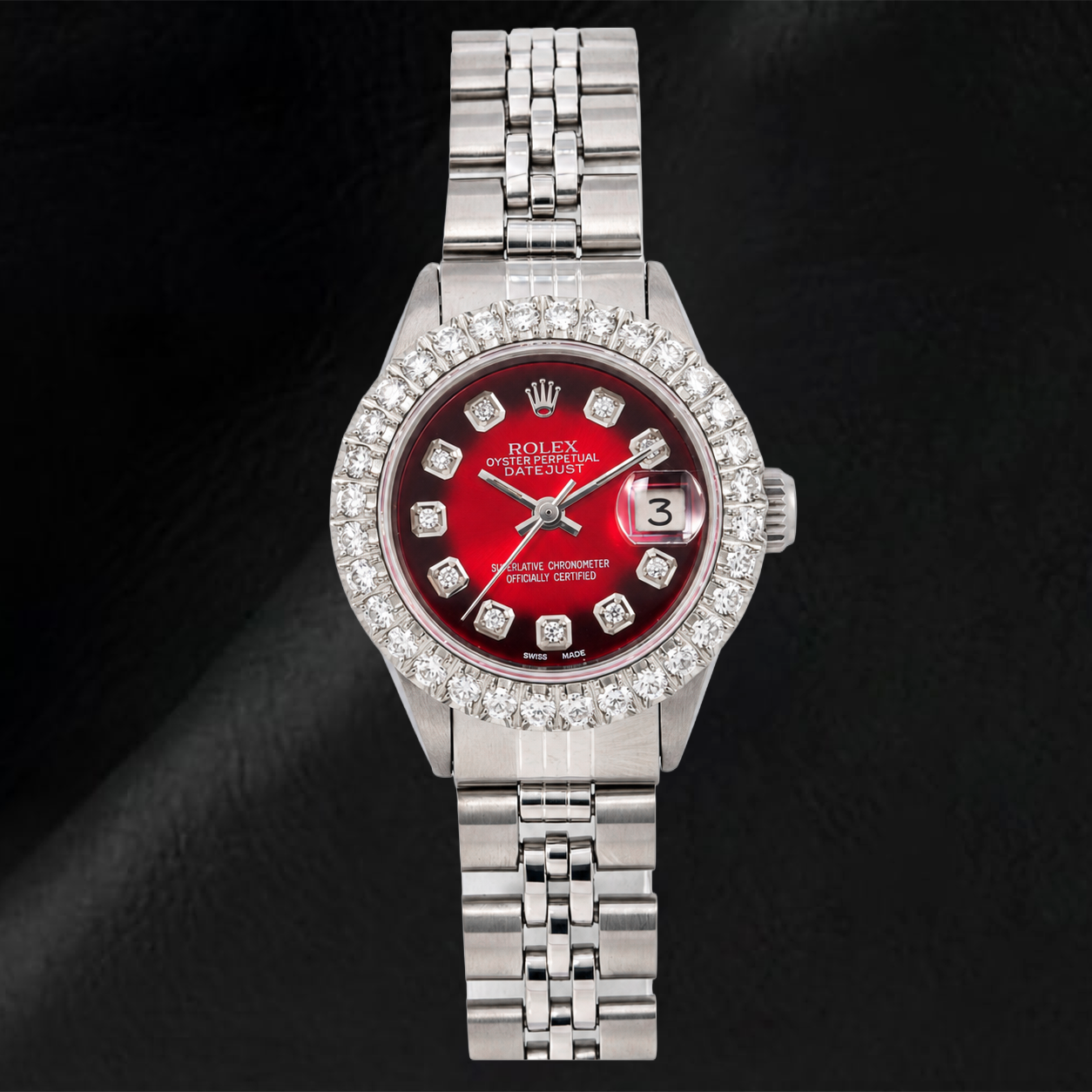 Orologio Rolex Datejust 6917 26 mm Quadrante Rosso con Diamanti Acciaio Inossidabile Bracciale Jubilee