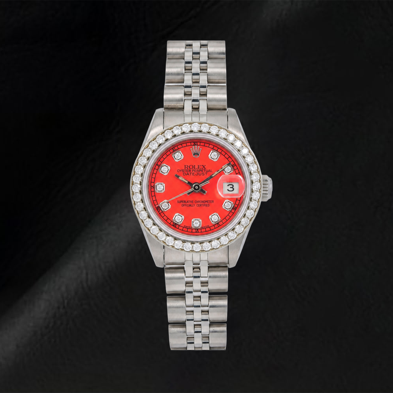 Orologio Rolex Datejust 6917 26 mm Quadrante Rosso con Diamanti Acciaio Inossidabile Bracciale Jubilee