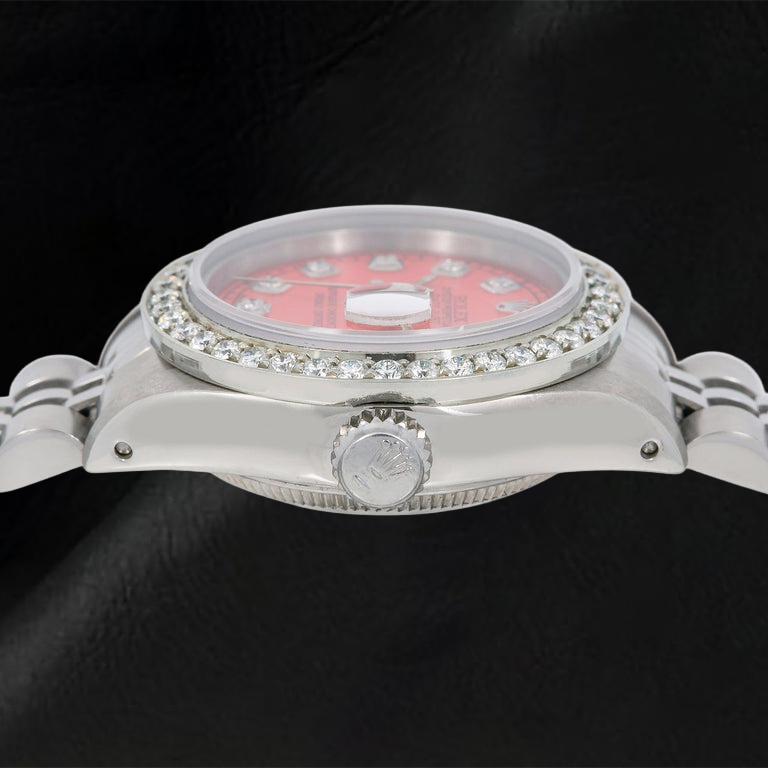 Orologio Rolex Datejust 6917 26 mm Quadrante Rosso con Diamanti Acciaio Inossidabile Bracciale Jubilee