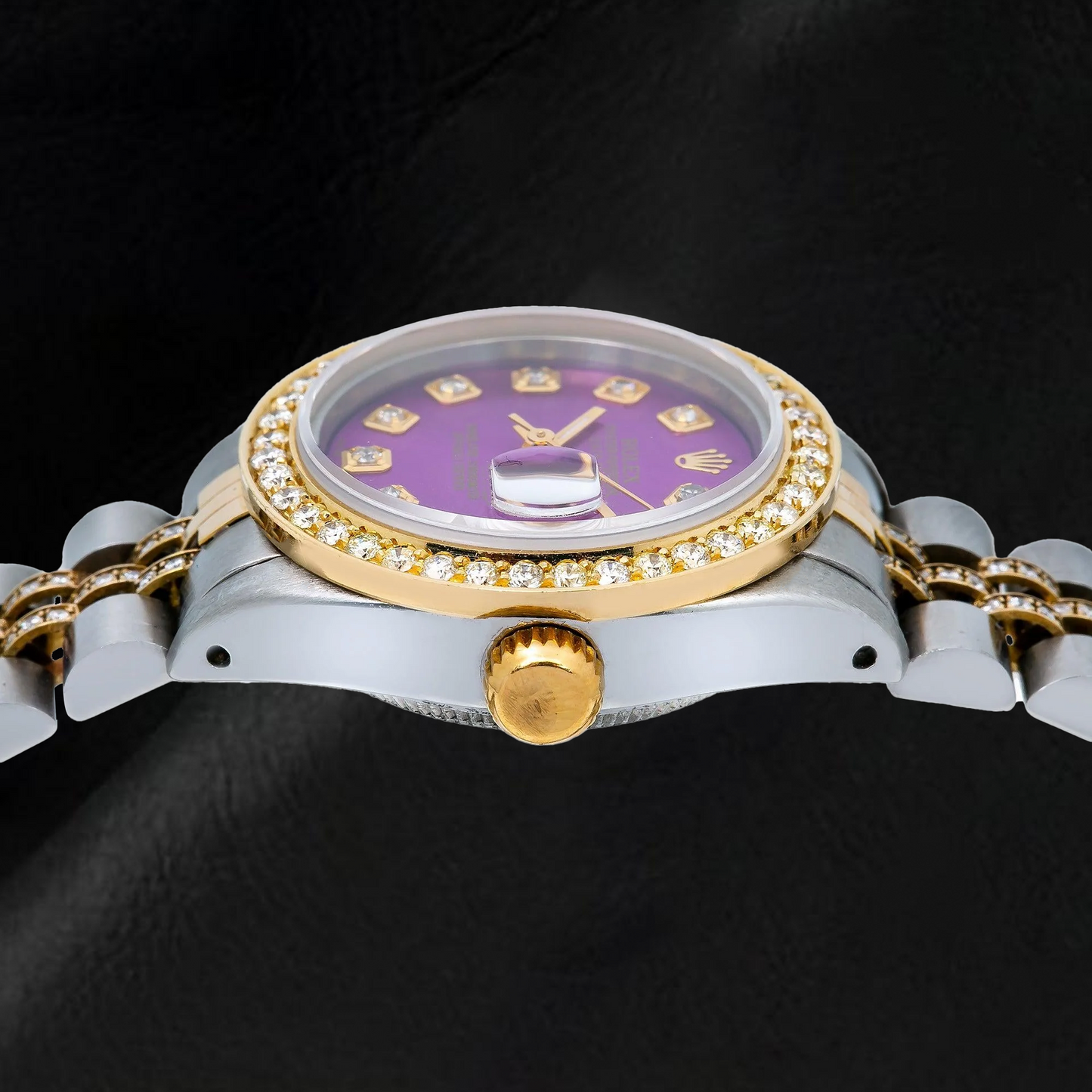 Orologio Rolex Datejust 6917 26 mm Quadrante Viola con Diamanti Bicolore Bracciale Jubilee Semi-Diamantato