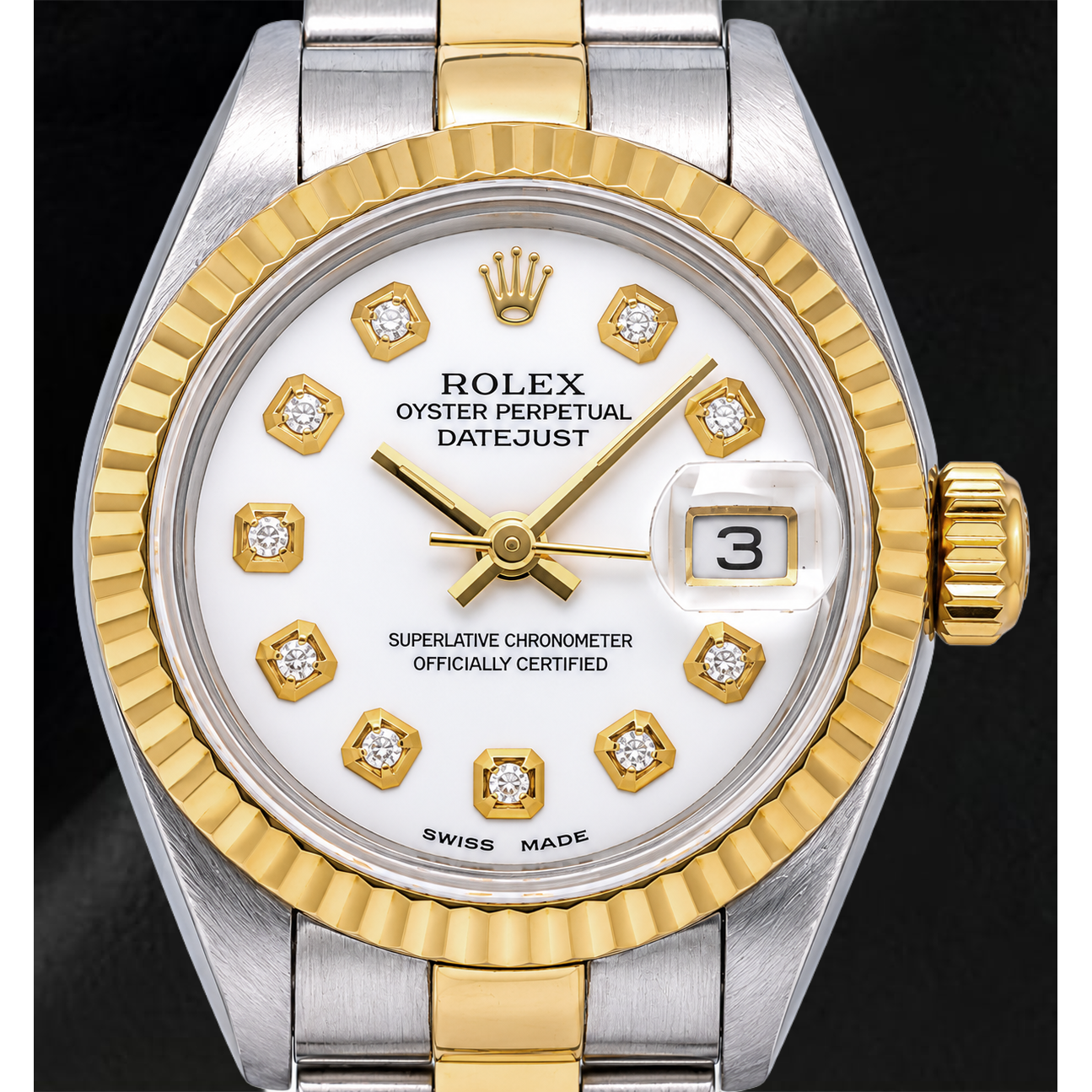 Orologio Rolex Datejust 6917 26mm Quadrante Bianco con Diamanti Bicolore Bracciale Oyster