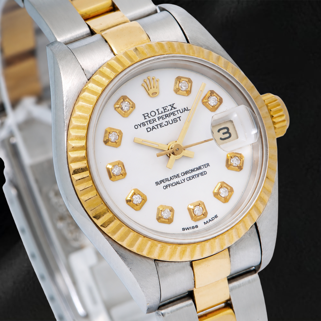 Orologio Rolex Datejust 6917 26mm Quadrante Bianco con Diamanti Bicolore Bracciale Oyster