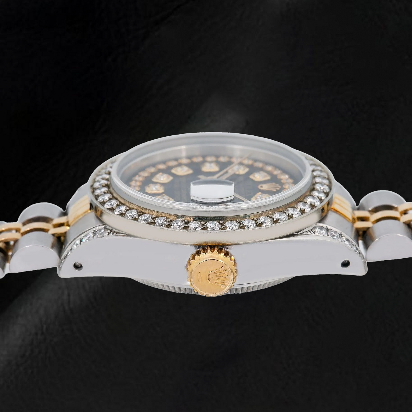 Orologio Rolex Datejust 6917 26mm Quadrante con Diamanti a Filo Nero Bicolore Bracciale Jubilee