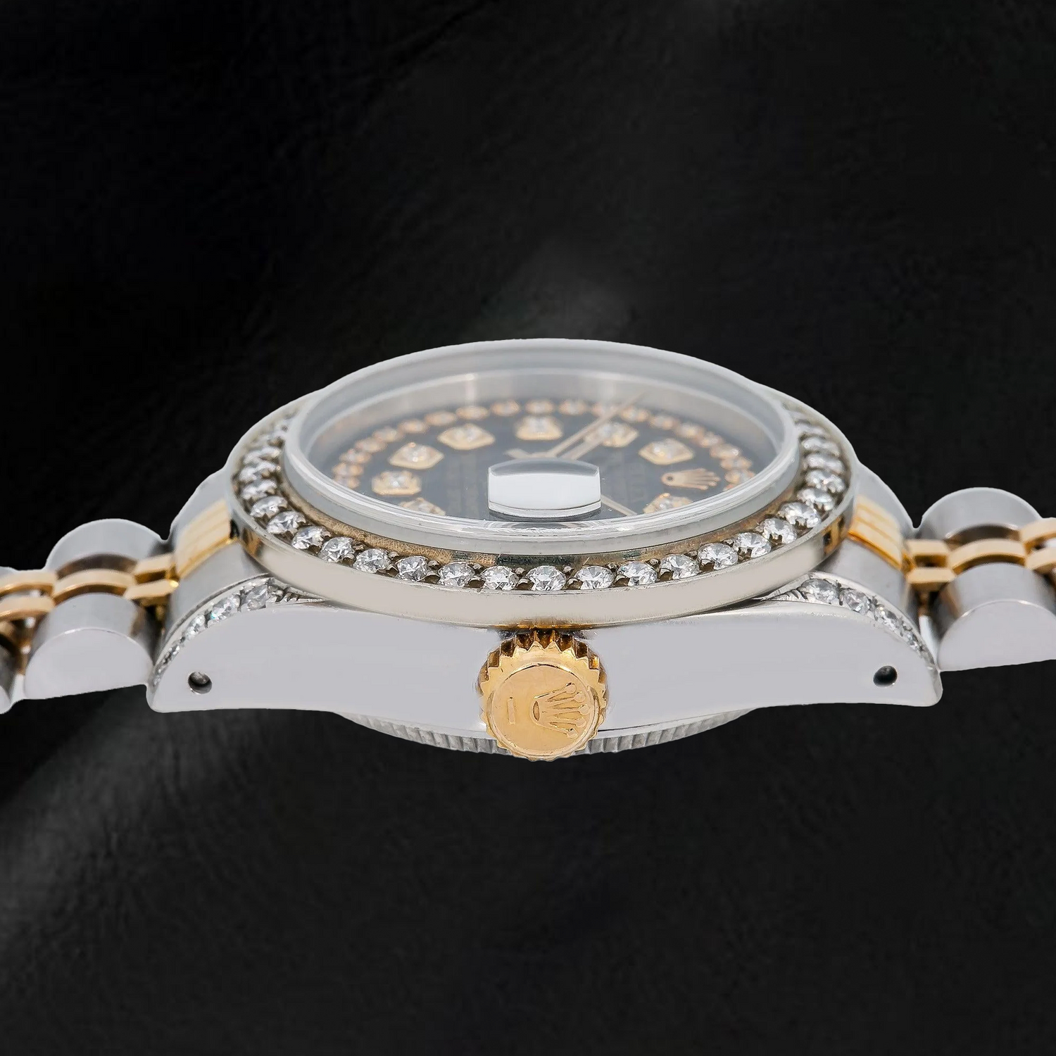 Orologio Rolex Datejust 6917 26mm Quadrante con Diamanti a Filo Nero Bicolore Bracciale Jubilee