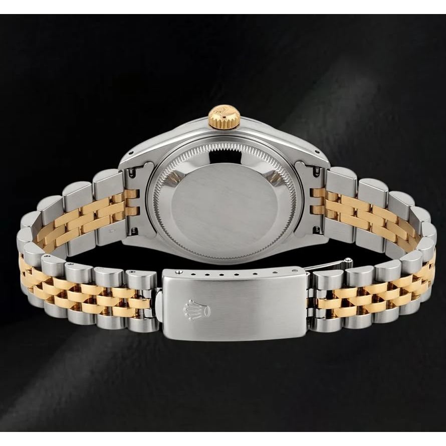 Orologio Rolex Datejust 69173 26 mm Quadrante in Madreperla Bianca con Diamanti a Filo Bicolore Bracciale Jubilee