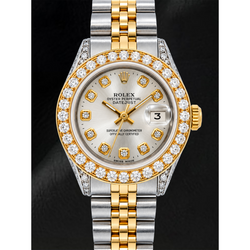 Orologio Rolex Datejust 69173 26mm Quadrante Argento con Diamanti Bicolore Bracciale Jubilee