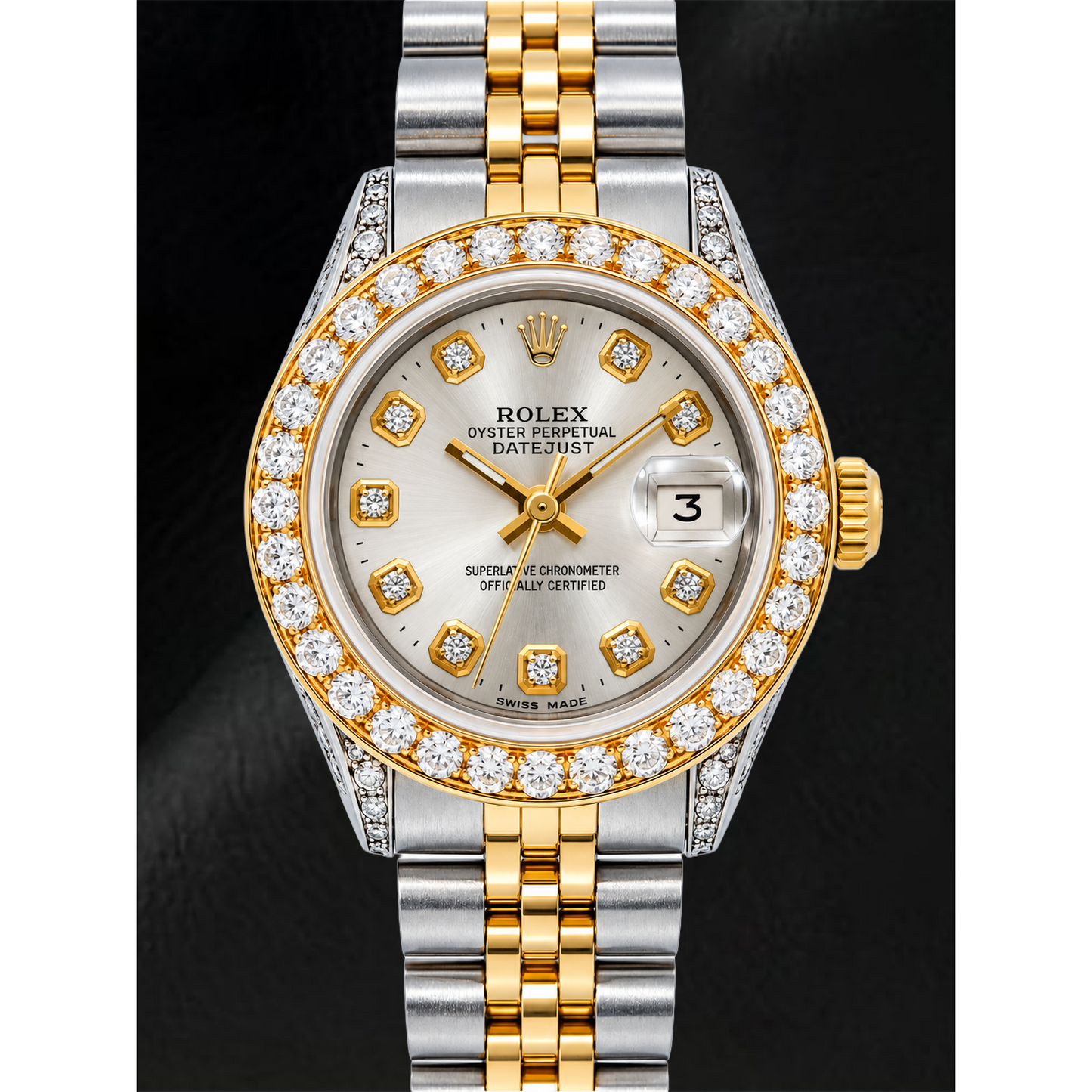 Orologio Rolex Datejust 69173 26mm Quadrante Argento con Diamanti Bicolore Bracciale Jubilee