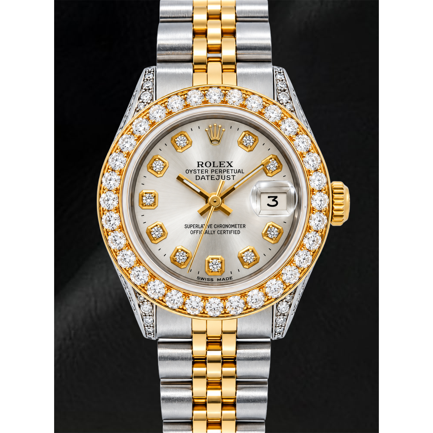 Orologio Rolex Datejust 69173 26mm Quadrante Argento con Diamanti Bicolore Bracciale Jubilee