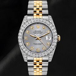 Orologio Rolex Datejust 69173 26mm Quadrante Grigio con Diamanti Bicolore Bracciale Jubilee