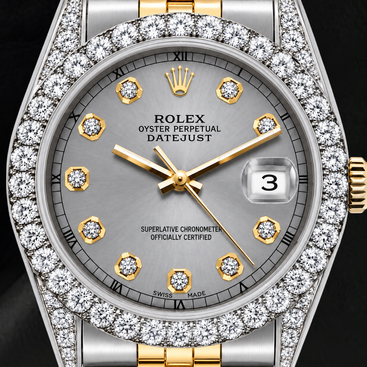 Orologio Rolex Datejust 69173 26mm Quadrante Grigio con Diamanti Bicolore Bracciale Jubilee