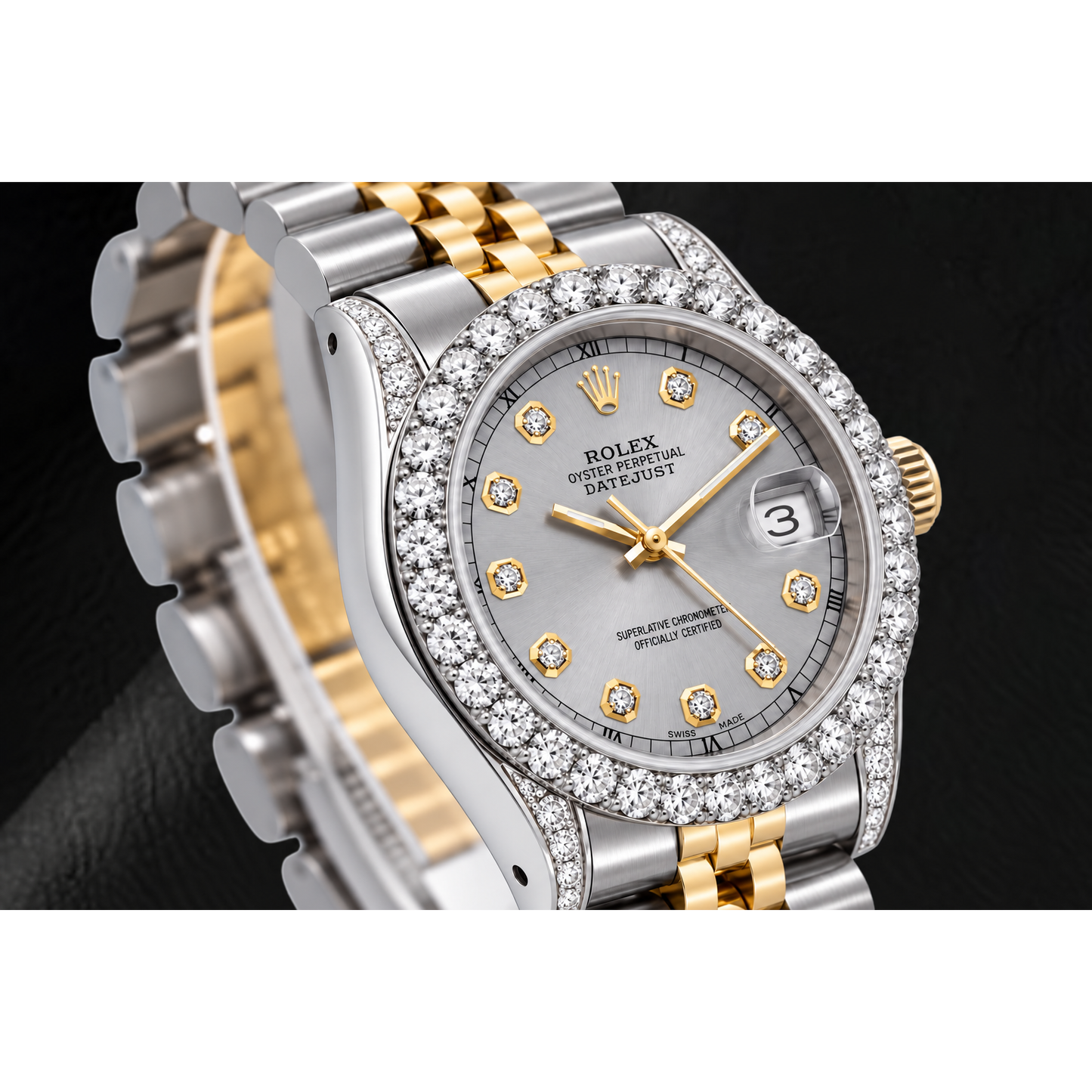 Orologio Rolex Datejust 69173 26mm Quadrante Grigio con Diamanti Bicolore Bracciale Jubilee