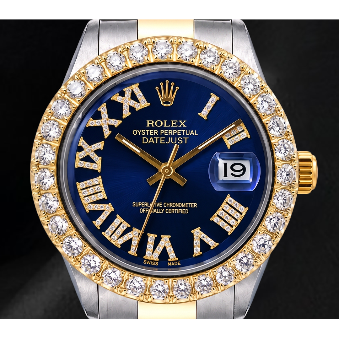 Orologio Rolex Datejust II 116333 41 mm Bicolore Quadrante con Diamanti Blu e Numeri Romani
