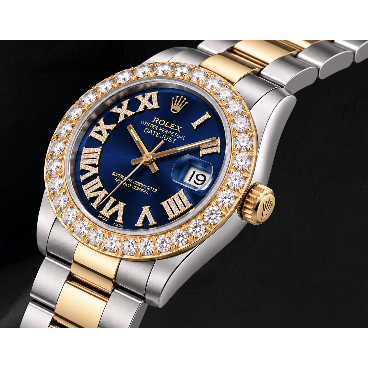 Orologio Rolex Datejust II 116333 41 mm Bicolore Quadrante con Diamanti Blu e Numeri Romani