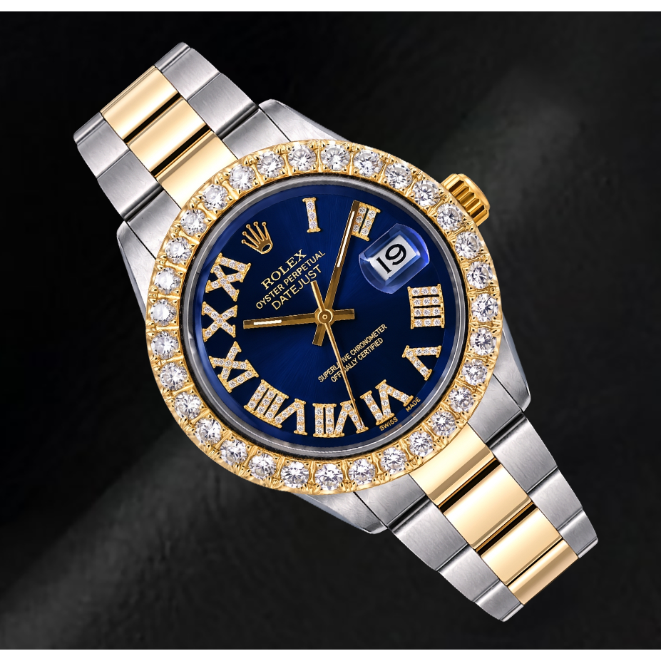 Orologio Rolex Datejust II 116333 41 mm Bicolore Quadrante con Diamanti Blu e Numeri Romani