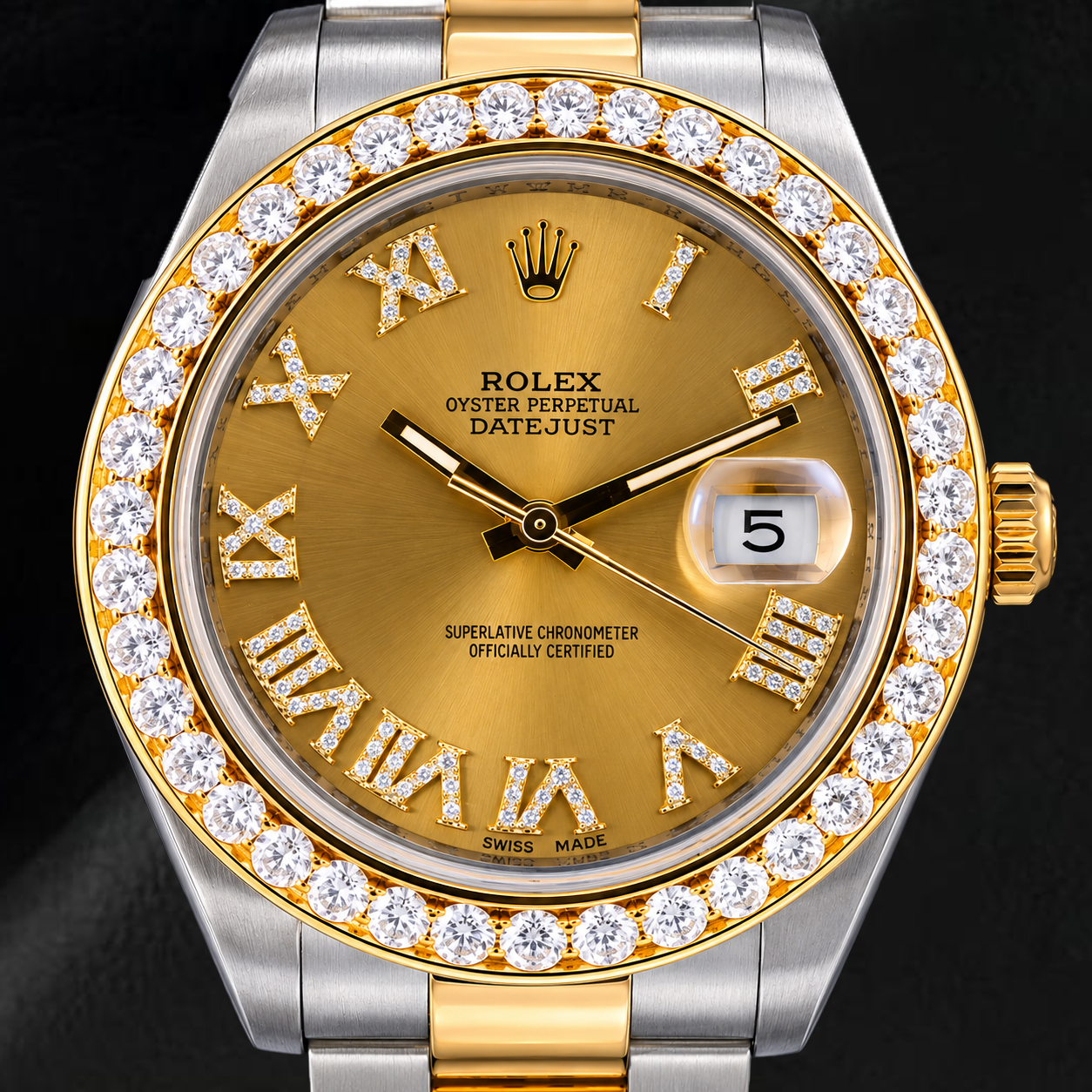Orologio Rolex Datejust II 41mm 116333 Quadrante con Diamanti Champagne e Numeri Romani Lunetta con Diamanti