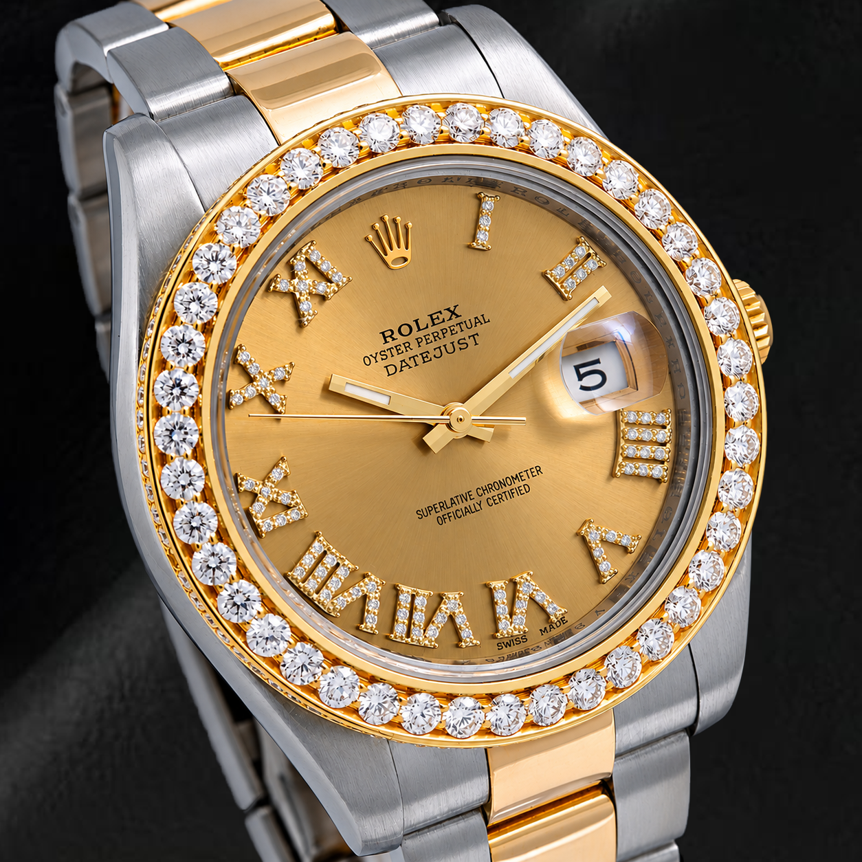 Orologio Rolex Datejust II 41mm 116333 Quadrante con Diamanti Champagne e Numeri Romani Lunetta con Diamanti
