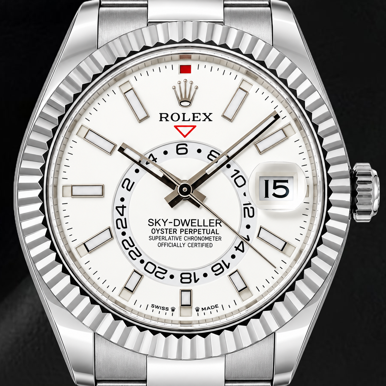 Orologio Rolex Sky-Dweller 336934 42mm in Acciaio Inossidabile con Quadrante Bianco Luminescente