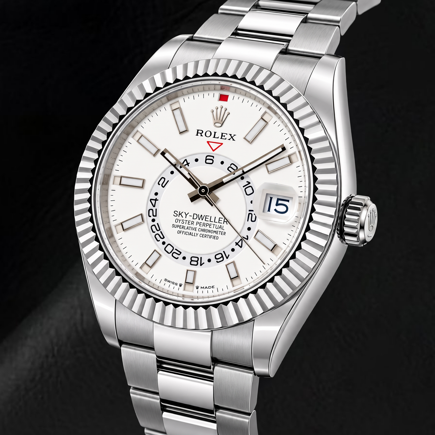 Orologio Rolex Sky-Dweller 336934 42mm in Acciaio Inossidabile con Quadrante Bianco Luminescente