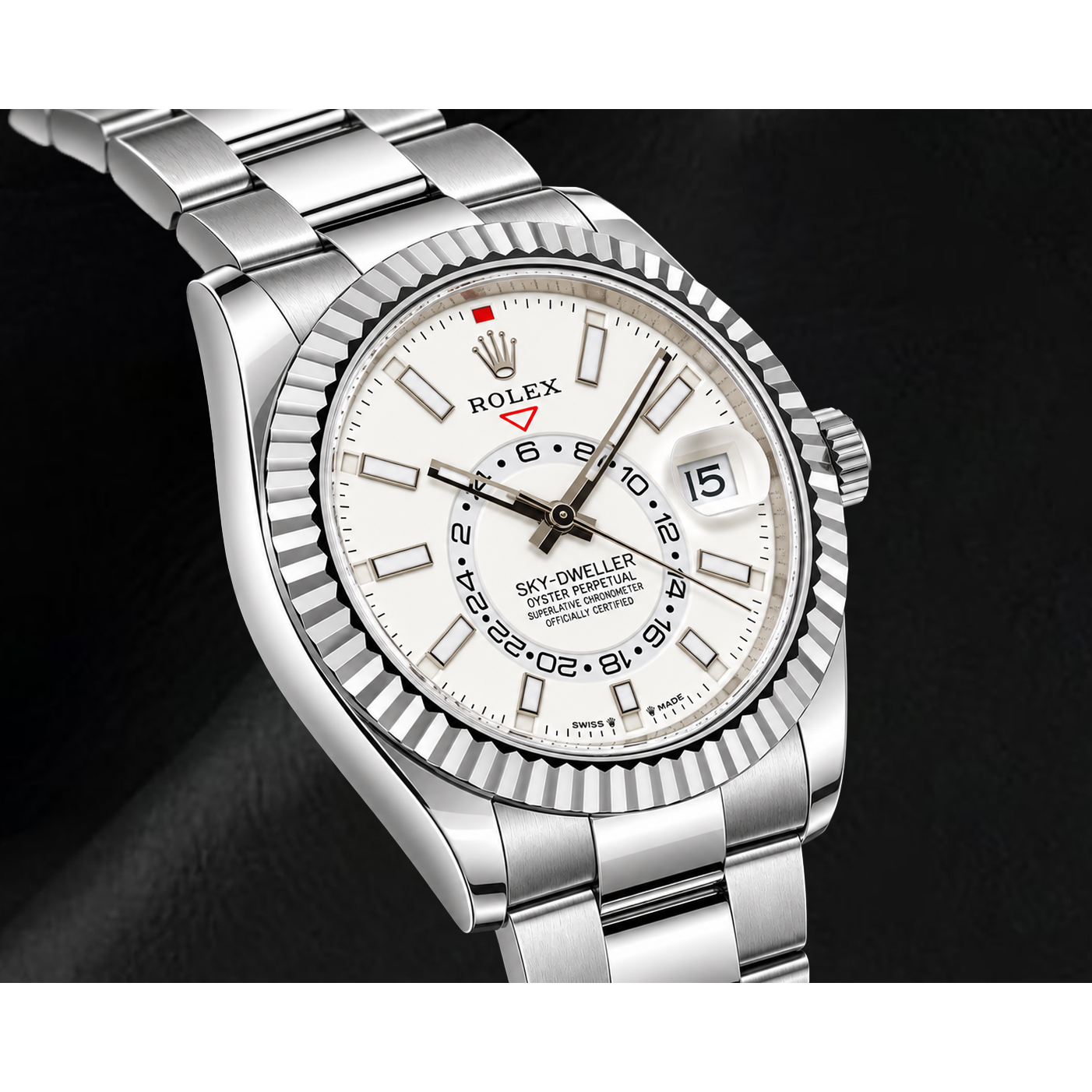 Orologio Rolex Sky-Dweller 336934 42mm in Acciaio Inossidabile con Quadrante Bianco Luminescente