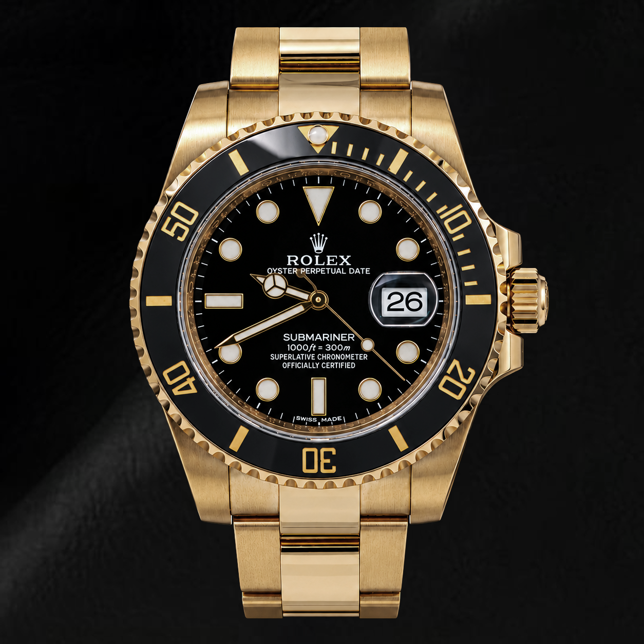 Orologio Rolex Submariner Data 40 mm 116618LN Quadrante Nero Lunetta in Ceramica Nera