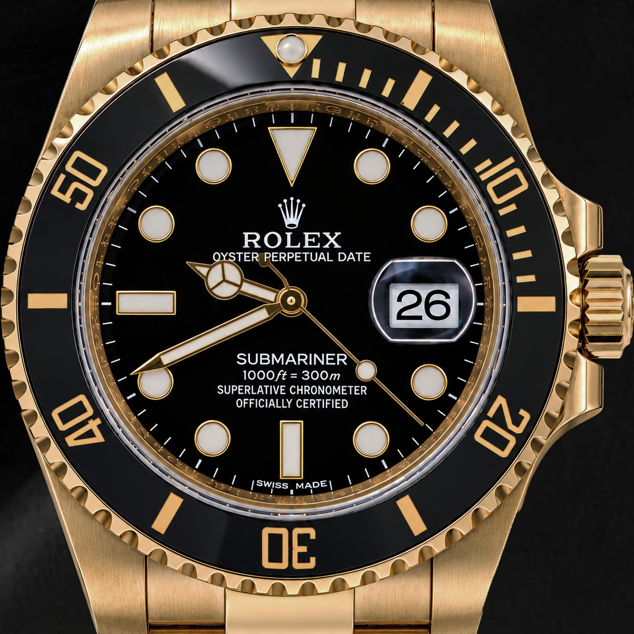 Orologio Rolex Submariner Data 40 mm 116618LN Quadrante Nero Lunetta in Ceramica Nera