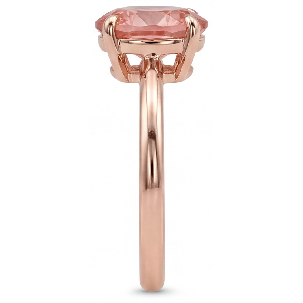 Anello Solitario in Oro Rosa con Zaffiro Padparadscha Pesca Naturale Ovale da 2,2 Carati