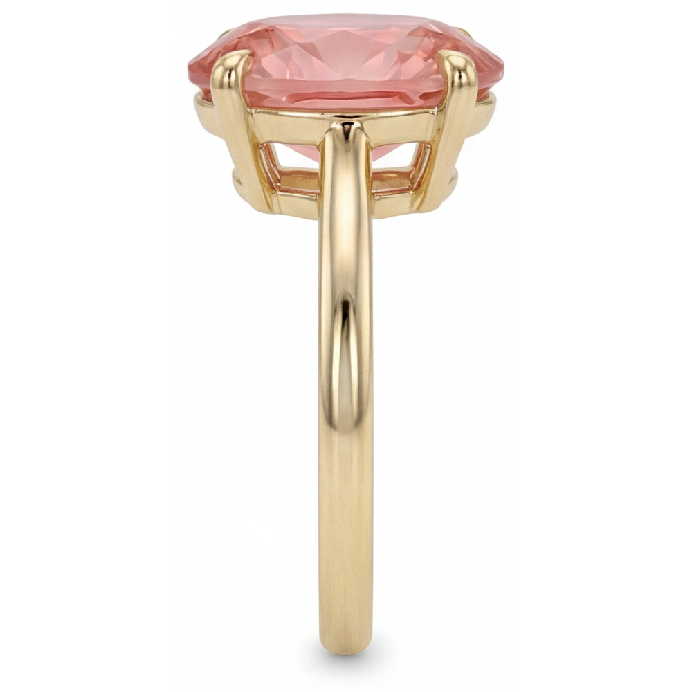 Gioielli con Zaffiro Pesca - Anello Solitario con Zaffiro Padparadscha Naturale Ovale da 2,5 Carati in Oro Giallo 14K