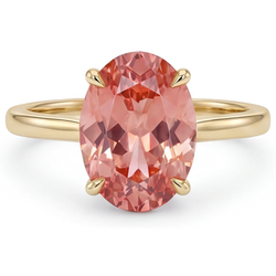 Gioielli con Zaffiro Pesca - Anello Solitario con Zaffiro Padparadscha Naturale Ovale da 2,5 Carati in Oro Giallo 14K