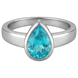 1,50 carati Paraiba Neon Anello con Gemma in Oro 14 Carati Bianco