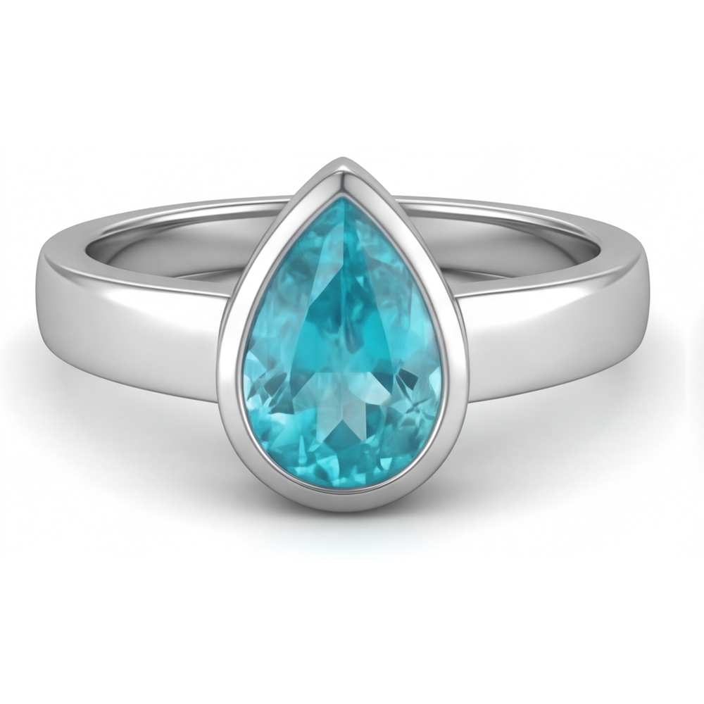 Paraiba Neon Anello con Gemma – vista frontale