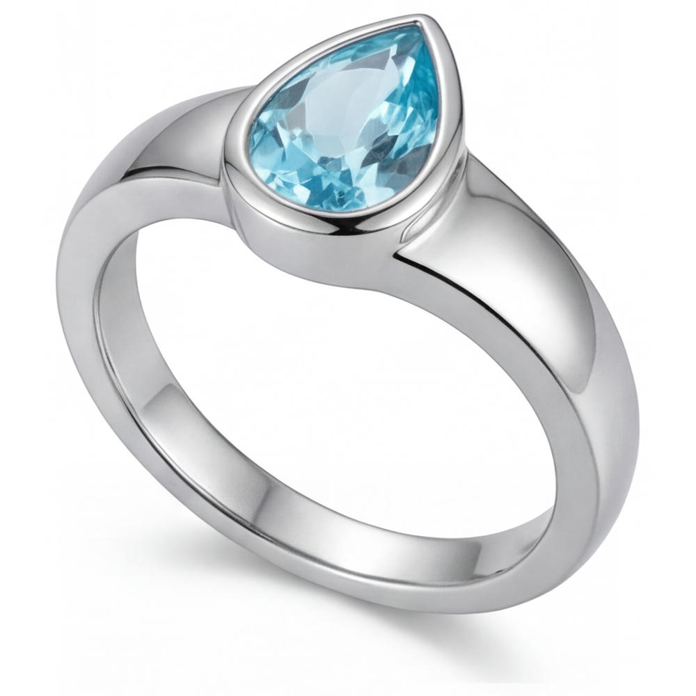 Paraiba Neon Anello con Gemma 1 carati Oro 14 Carati Bianco – vista laterale