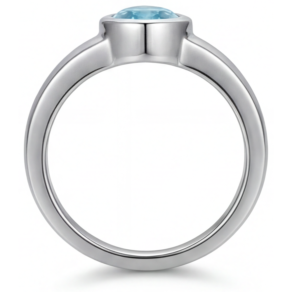 Paraiba Neon Taglio a Pera Anello con Gemma in Oro 14 Carati Bianco – vista angolare