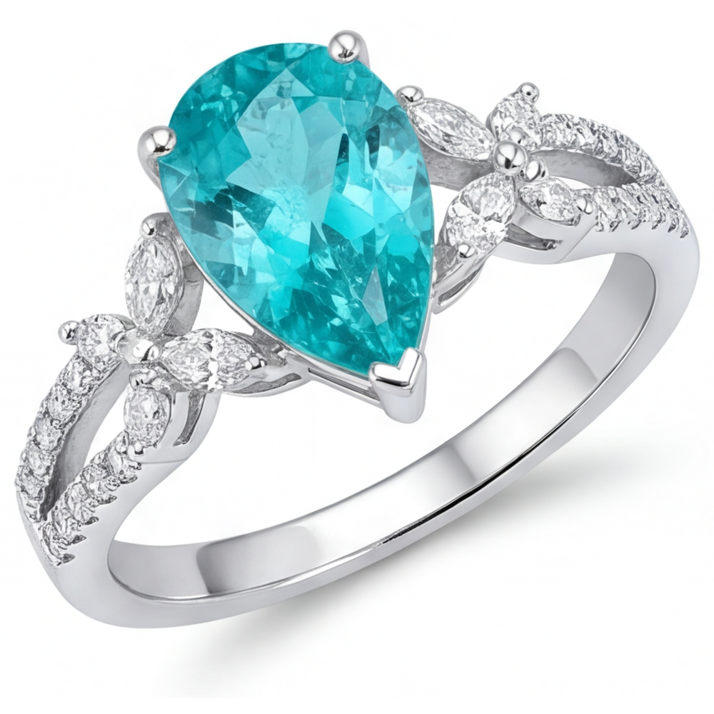 Elegante Paraiba Neon Anello con Gemma 2 carati – vista principale