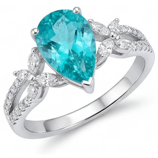 Elegante Paraiba Neon Anello con Gemma 2 carati – vista principale