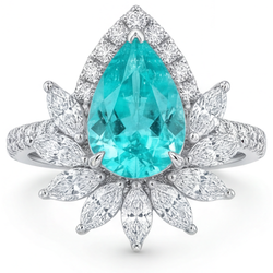 Paraiba Neon VVS Anello con Pavé Halo – 5 carati in Oro Bianco